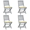 Image de vidaXL Chaises pliables d'extÃ©rieur lot de 4 et coussins Bois d'acacia