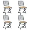 Image de vidaXL Chaises pliables d'extérieur lot de 4 et coussins Bois d'acacia