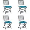 Image de vidaXL Vidaxl Chaises Pliables D'extérieur 4 Pcs Avec Coussins Bois D'acacia