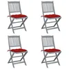 Image de Vidaxl Chaises Pliables D'extÃ©rieur 4 Pcs Avec Coussins Bois D'acacia