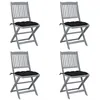 Image de vidaXL Chaises pliables d'extérieur lot de 4 et coussins Bois d'acacia3064585