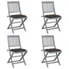 Image de vidaXL Chaises pliables d'extérieur lot de 4 et coussins Bois d'acacia