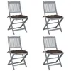 Image de Vidaxl Chaises Pliables D'extÃ©rieur Lot De 4 Et Coussins Bois D'acacia