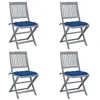 Image de vidaXL Chaises pliables d'extérieur lot de 4 et coussins Bois d'acacia