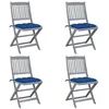 Image de Vidaxl Chaises Pliables D'extÃ©rieur Lot De 4 Et Coussins Bois D'acacia