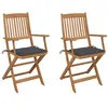 Image de vidaXL Chaises pliables de jardin lot de 2 avec coussins Bois d'acacia