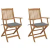 Image de vidaXL Chaises pliables de jardin lot de 2 avec coussins Bois d'acacia