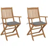 Image de vidaXL Vidaxl Chaises Pliables De Jardin 2 Pcs Avec Coussins Bois D'acacia