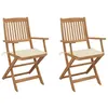 Image de vidaXL Chaises pliables de jardin lot de 2 avec coussins Bois d'acacia