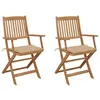 Image de vidaXL Chaises pliables de jardin lot de 2 avec coussins Bois d'acacia