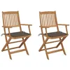 Image de vidaXL Chaises pliables de jardin lot de 2 avec coussins Bois d'acacia