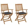 Image de vidaXL Chaises pliables de jardin lot de 2 avec coussins Bois d'acacia