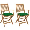 Image de vidaXL Vidaxl Chaises Pliables De Jardin 2 Pcs Avec Coussins Bois D'acacia