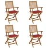 Image de vidaXL Chaises pliables de jardin lot de 4 avec coussins Bois d'acacia3064623