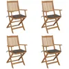Image de vidaXL Vidaxl Chaises Pliables De Jardin 4 Pcs Avec Coussins Bois D'acacia