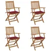 Image de vidaXL Chaises pliables de jardin lot de 4 avec coussins Bois d'acacia