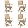Image de vidaXL Vidaxl Chaises Pliables De Jardin 4 Pcs Avec Coussins Bois D'acacia