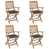 Image de vidaXL Chaises pliables de jardin lot de 4 avec coussins Bois d'acacia