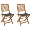 Image de vidaXL Chaises pliables de jardin 2 pcs avec coussins Bois d'acacia
