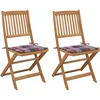 Image de vidaXL Vidaxl Chaises Pliables De Jardin 2 Pcs Avec Coussins Bois D'acacia