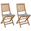 Image de vidaXL Chaises pliables de jardin 2 pcs avec coussins Bois d'acacia