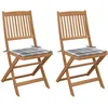 Image de vidaXL Vidaxl Chaises Pliables De Jardin 2 Pcs Avec Coussins Bois D'acacia