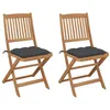 Image de vidaXL Chaises pliables de jardin 2 pcs avec coussins Bois d'acacia
