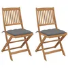 Image de vidaXL Chaises pliables de jardin lot de 2 avec coussins Bois d'acacia