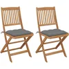Image de vidaXL Vidaxl Chaises Pliables De Jardin 2 Pcs Avec Coussins Bois D'acacia