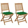 Image de vidaXL Chaises pliables de jardin lot de 2 avec coussins Bois d'acacia