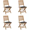 Image de vidaXL Vidaxl Chaises Pliables De Jardin 4 Pcs Avec Coussins Bois D'acacia