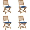 Image de vidaXL Vidaxl Chaises Pliables De Jardin 4 Pcs Avec Coussins Bois D'acacia