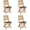 Image de vidaXL Vidaxl Chaises Pliables De Jardin 4 Pcs Avec Coussins Bois D'acacia