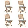 Image de vidaXL Vidaxl Chaises Pliables De Jardin 4 Pcs Avec Coussins Bois D'acacia