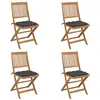 Image de vidaXL Chaises pliables de jardin lot de 4 avec coussins Bois d'acacia