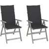 Image de vidaXL Chaises inclinables de jardin lot de 2 et coussins Bois acacia