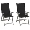 Image de vidaXL Chaises inclinables de jardin lot de 2 et coussins Bois acacia