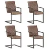 Image de vidaXL Chaises à manger cantilever lot de 4 marron cuir véritable