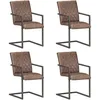 Image de vidaXL Vidaxl Chaises De Salle À Manger Cantilever 4pcs Marron Cuir Véritable