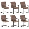 Image de vidaXL Chaises à manger cantilever lot de 6 marron cuir véritable3059810