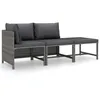 Image de Vidaxl Salon De Jardin 3 Pcs Avec Coussins RÃ©sine TressÃ©e Gris