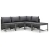 Image de Vidaxl Salon De Jardin 5 Pcs Avec Coussins RÃ©sine TressÃ©e Gris