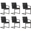 Image de vidaXL Vidaxl Chaises De Salle À Manger Cantilever 6 Pcs Noir Cuir Véritable