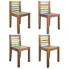 Image de Lot 4 Chaises Ã  Manger Bois RÃ©cupÃ©rÃ© Massif Finition Bois de Bateau Multicolore
