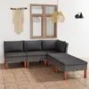 Image de vidaXL Salon de jardin 5 pcs avec coussins Résine tressée Gris3059710
