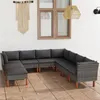 Image de vidaXL Salon de jardin 9 pcs avec coussins Résine tressée Gris3059721