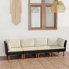Image de vidaXL Canapé de jardin à 4 places avec coussins Noir Résine tressée