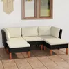 Image de Vidaxl Salon De Jardin 5 Pcs Avec Coussins RÃ©sine TressÃ©e Noir