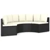 Image de vidaXL Salon de jardin 4 pcs avec coussins Résine tressée Noir