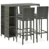 Image de vidaXL Ensemble de bar de jardin 5 pcs et coussins Résine tressée Gris3064919